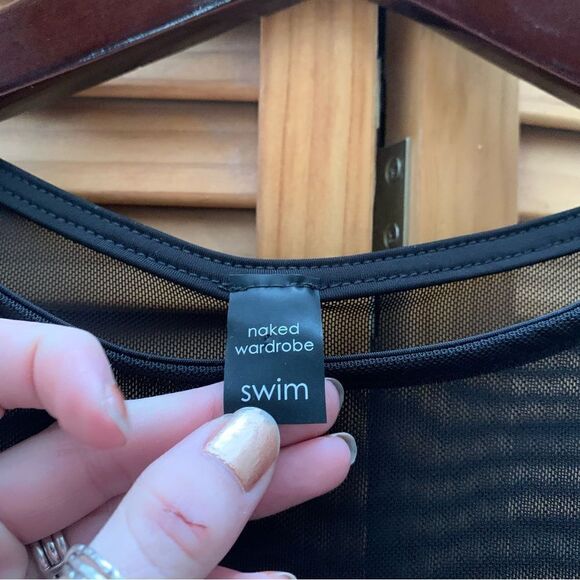 Naked Wardrobe Sheer Swim Crop Top XS - Picture 2 of 5